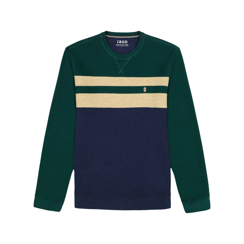 ADVANTAGE PERFORMANCE COLORBLOCK CREWNECK FLEECE  - RAIN FOREST