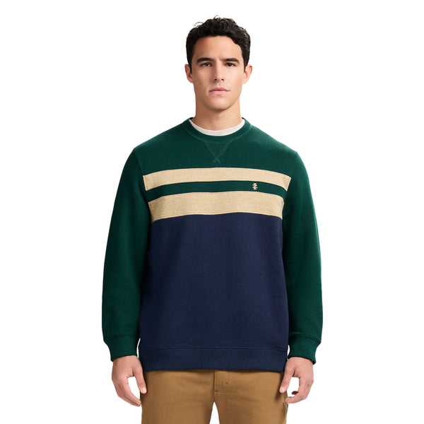 ADVANTAGE PERFORMANCE COLORBLOCK CREWNECK FLEECE  - RAIN FOREST