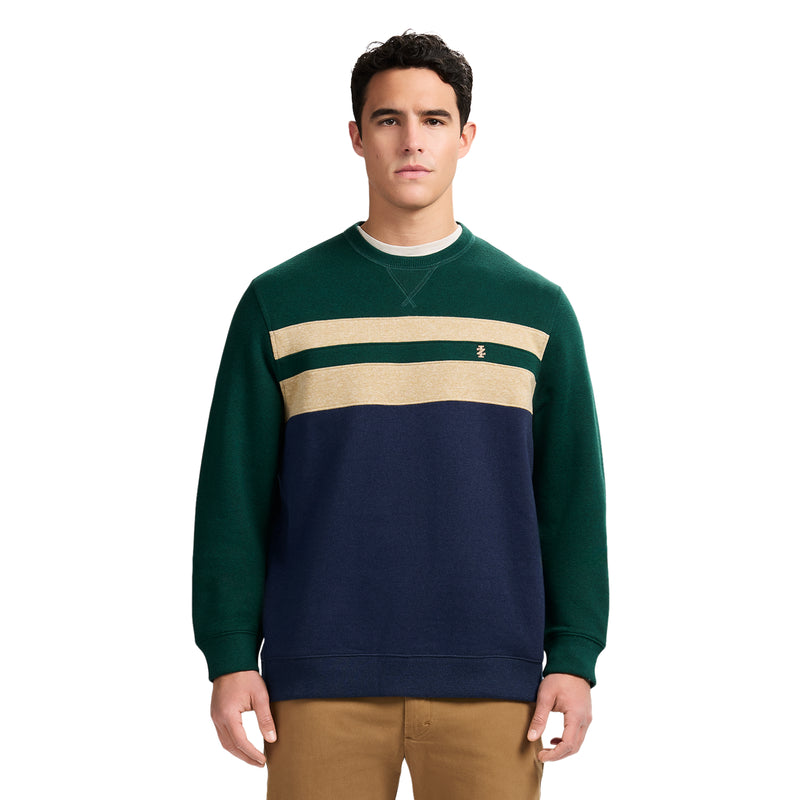 ADVANTAGE PERFORMANCE COLORBLOCK CREWNECK FLEECE  - RAIN FOREST