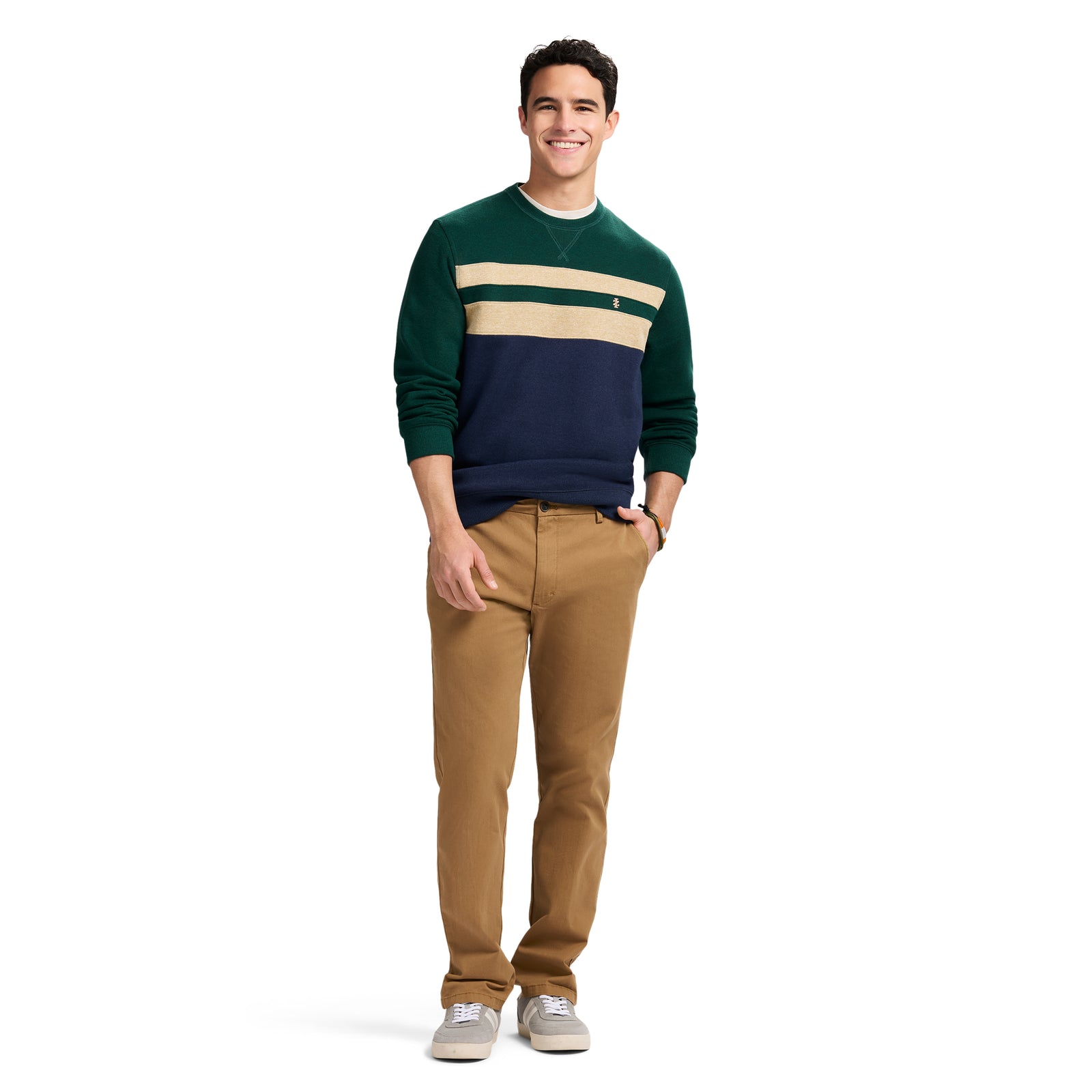 Advantage Performance Colorblock Crewneck Fleece - Rain Forest – IZOD