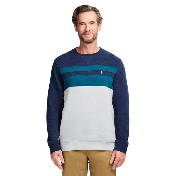 ADVANTAGE PERFORMANCE COLORBLOCK CREWNECK FLEECE  - NAVY BLAZER