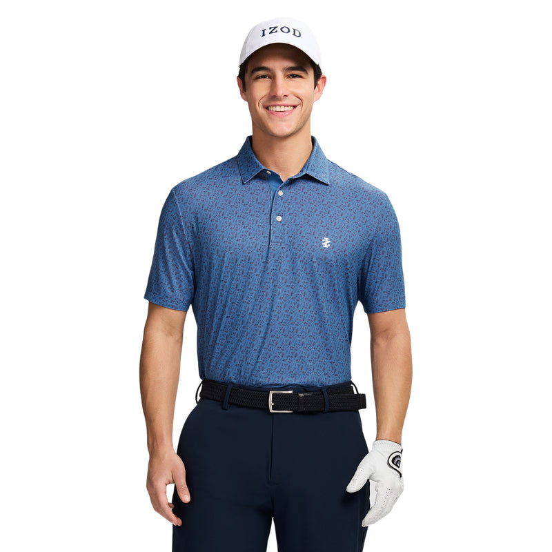 GOLF SWINGFLEX ELITE PRINTED POLO - MOONLIGHT BLUE