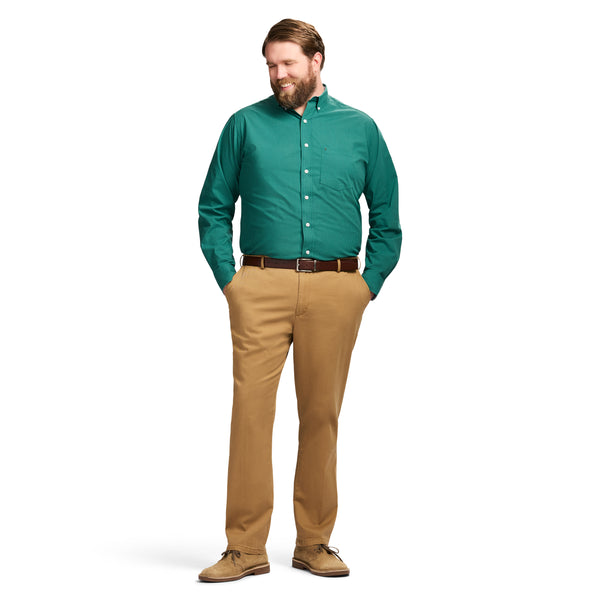 BIG & TALL PERFORMANCE COMFORT LONG SLEEVE PLAID BUTTON DOWN SHIRT - FIR
