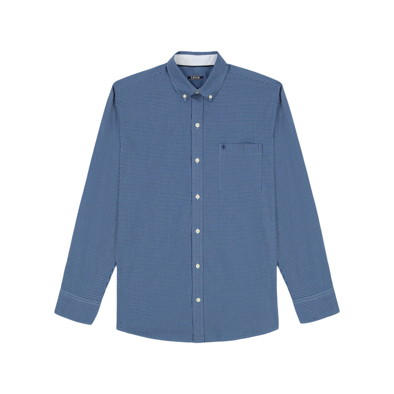 BIG & TALL PERFORMANCE COMFORT LONG SLEEVE PLAID BUTTON DOWN SHIRT - RIVIERA