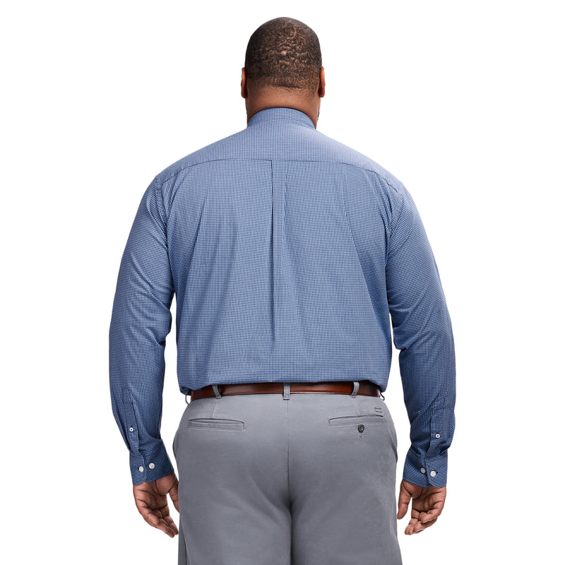 BIG & TALL PERFORMANCE COMFORT LONG SLEEVE PLAID BUTTON DOWN SHIRT - RIVIERA