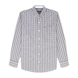 BIG & TALL PERFORMANCE COMFORT LONG SLEEVE PLAID BUTTON DOWN SHIRT - ASPHALT
