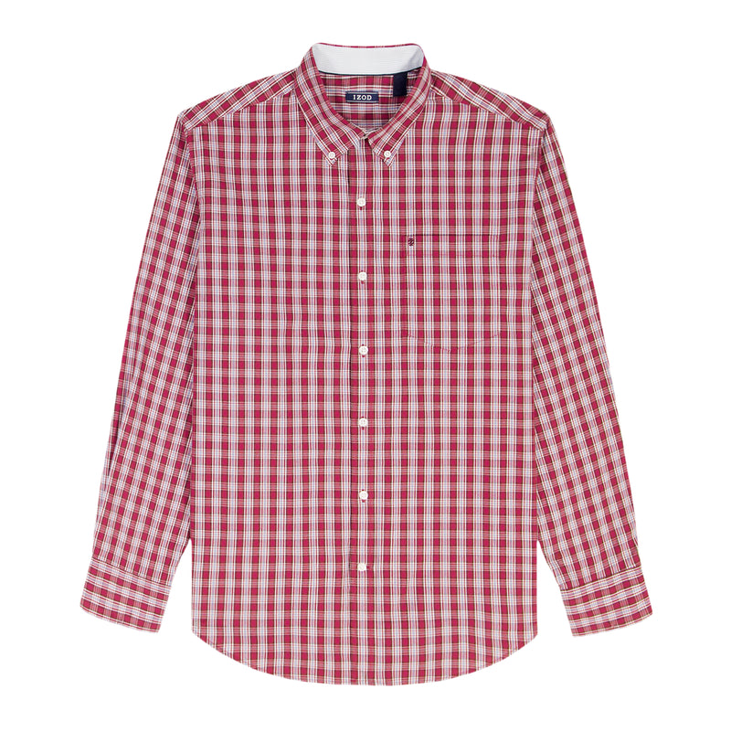 PERFORMANCE COMFORT LONG SLEEVE BUTTON DOWN SHIRT - RED DAHLIA