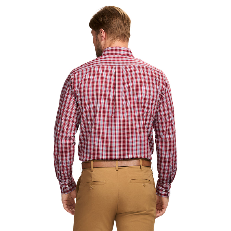 PERFORMANCE COMFORT LONG SLEEVE BUTTON DOWN SHIRT - RED DAHLIA