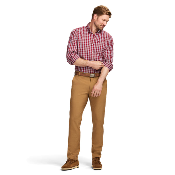 PERFORMANCE COMFORT LONG SLEEVE BUTTON DOWN SHIRT - RED DAHLIA