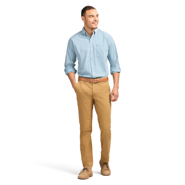 PERFORMANCE COMFORT LONG SLEEVE BUTTON DOWN SHIRT - LARKSPUR