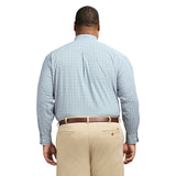 BIG & TALL PERFORMANCE COMFORT LONG SLEEVE PLAID BUTTON DOWN SHIRT - LARKSPUR
