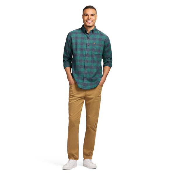 STRATTON FLANNEL LONG SLEEVE 
BUTTON DOWN SHIRT - TREKKING GREEN