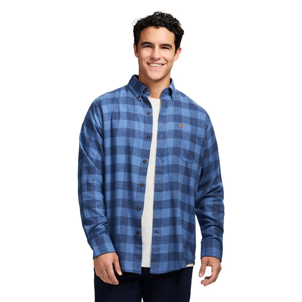 STRATTON FLANNEL LONG SLEEVE 
BUTTON DOWN SHIRT - BRIGHT COBALT