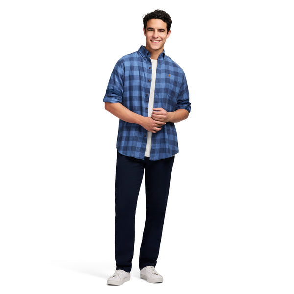 STRATTON FLANNEL LONG SLEEVE 
BUTTON DOWN SHIRT - BRIGHT COBALT