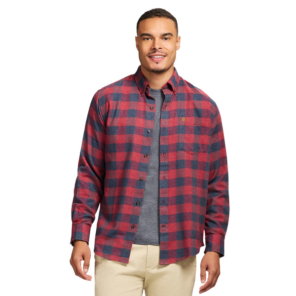 STRATTON FLANNEL LONG SLEEVE 
BUTTON DOWN SHIRT - SUNDRIED TOMATO