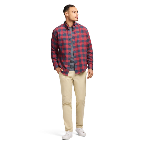 STRATTON FLANNEL LONG SLEEVE 
BUTTON DOWN SHIRT - SUNDRIED TOMATO