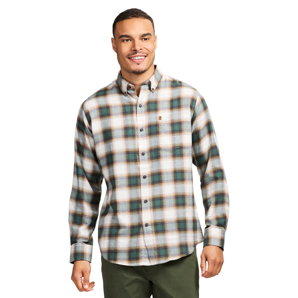 STRATTON FLANNEL LONG SLEEVE 
BUTTON DOWN SHIRT - SMOKE PINE