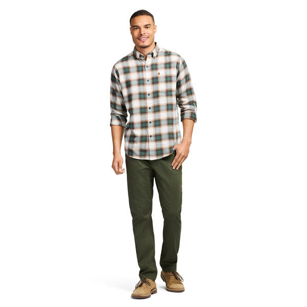 STRATTON FLANNEL LONG SLEEVE 
BUTTON DOWN SHIRT - SMOKE PINE