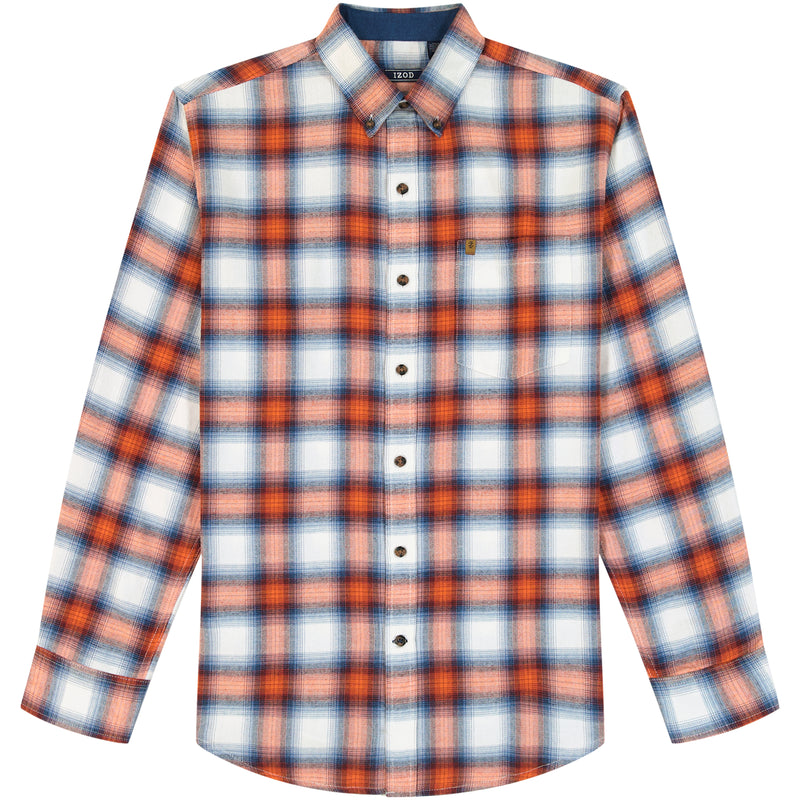 STRATTON FLANNEL LONG SLEEVE 
BUTTON DOWN SHIRT - ORANGE RUST