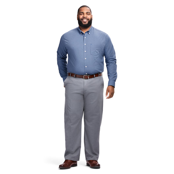 BIG & TALL PERFORMANCE COMFORT LONG SLEEVE PLAID BUTTON DOWN SHIRT - RIVIERA