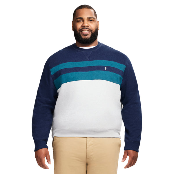 BIG & TALL ADVANTAGE PERFORMANCE COLORBLOCK CREWNECK FLEECE - NAVY BLAZER