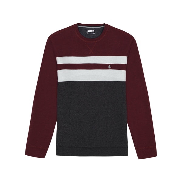 BIG & TALL ADVANTAGE PERFORMANCE COLORBLOCK CREWNECK FLEECE - VELVET MAROON