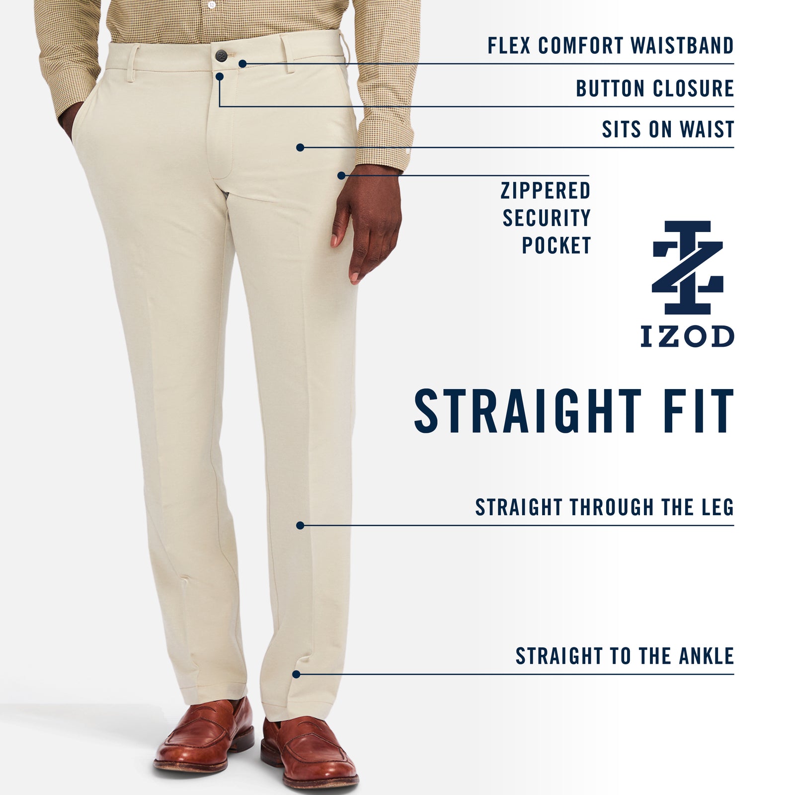 Traveler Flat Front Chino - Cognac Hthr – IZOD