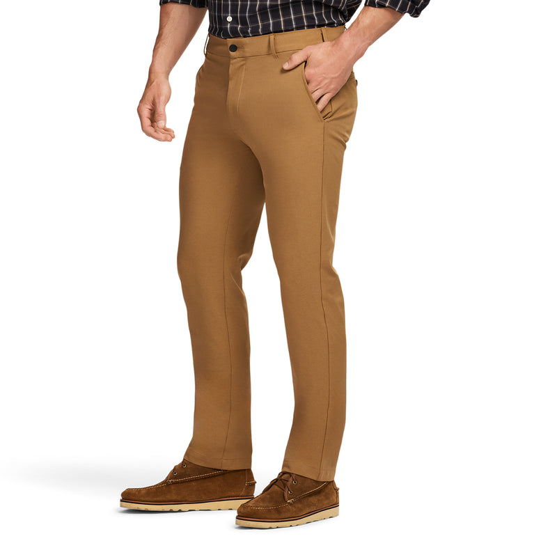 TRAVELER FLAT FRONT CHINO - COGNAC HTHR