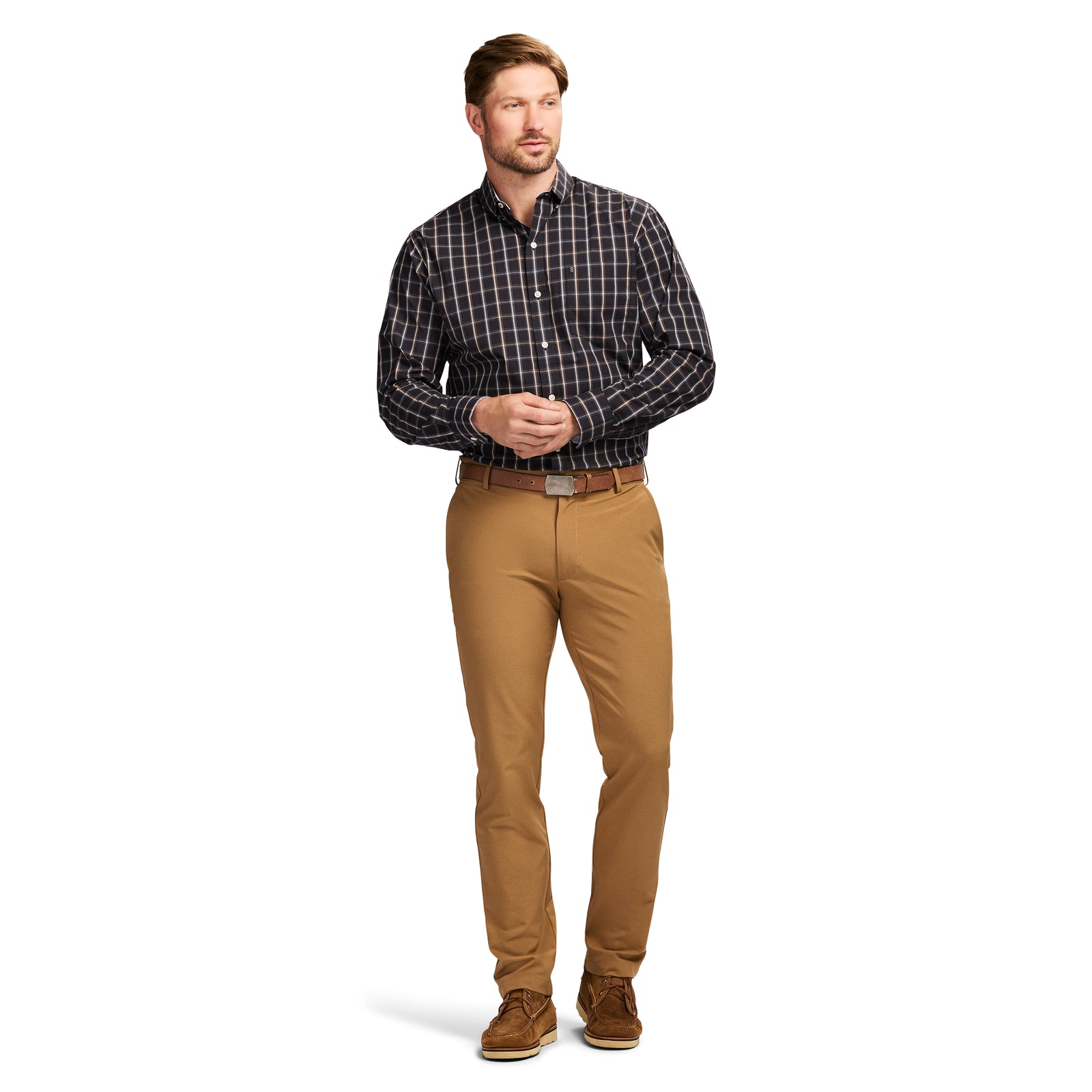 Traveler Flat Front Chino - Cognac Hthr – IZOD