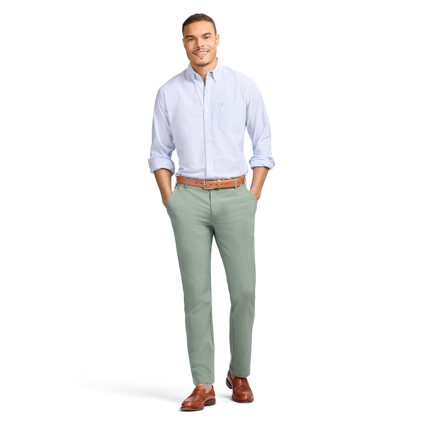 Traveler Flat Front Chino - Laurel Wreath Hthr – IZOD