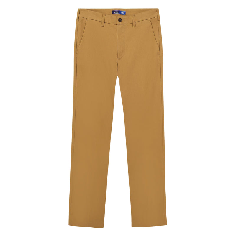 PERFORMANCE FLAT FRONT CHINO PANTS - COGNAC