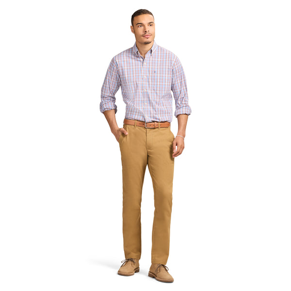 PERFORMANCE FLAT FRONT CHINO PANTS - COGNAC