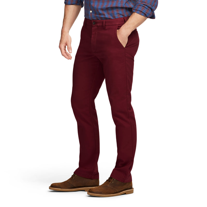 PERFORMANCE FLAT FRONT CHINO PANTS - VELVET MAROON