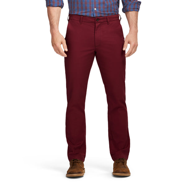 PERFORMANCE FLAT FRONT CHINO PANTS - VELVET MAROON