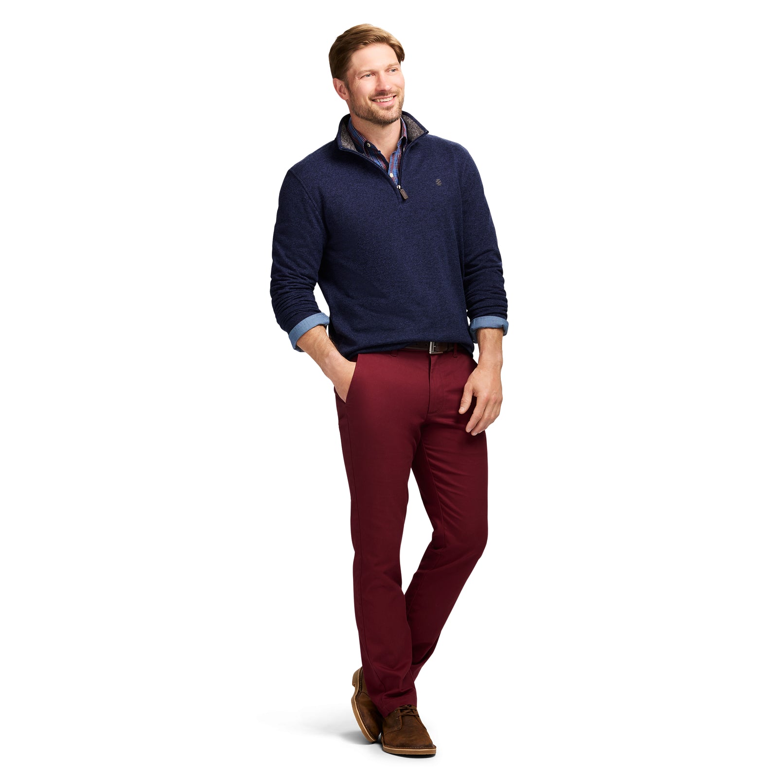 Performance Flat Front Chino Pants Straight - Izod Sportswear - Velvet Maroon
