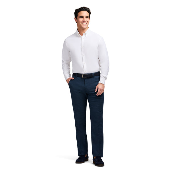 PERFORMANCE FLAT FRONT DRESS PANTS - NAVY BLAZER