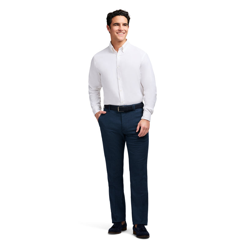 PERFORMANCE FLAT FRONT DRESS PANTS - NAVY BLAZER