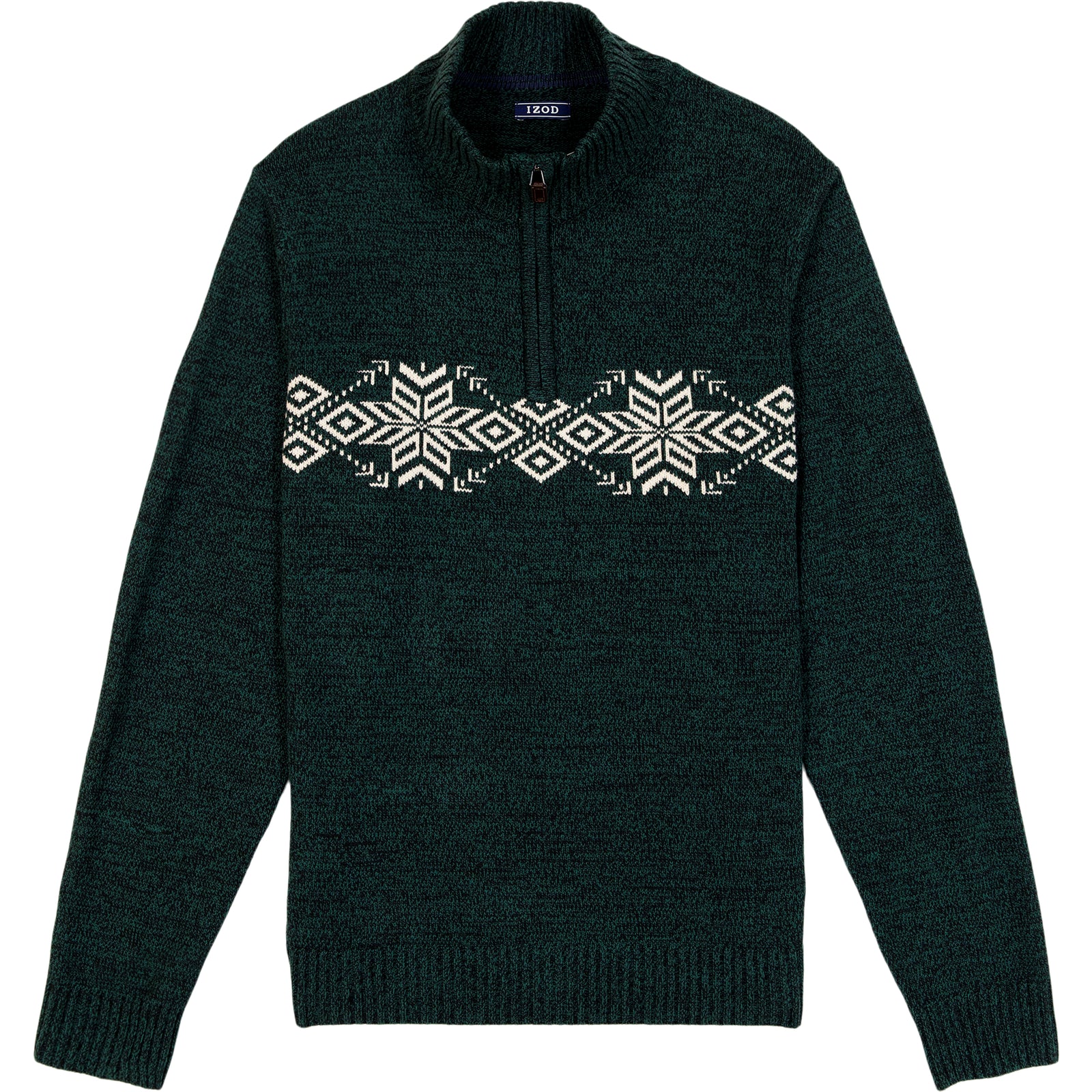 りー Holiday Fairisle Quarter Zip Sweater - Rain Forest – IZOD
