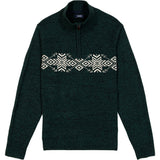HOLIDAY FAIRISLE QUARTER ZIP SWEATER - RAIN FOREST