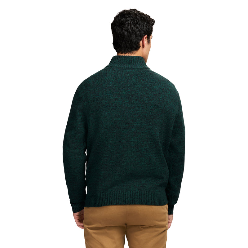 HOLIDAY FAIRISLE QUARTER ZIP SWEATER - RAIN FOREST