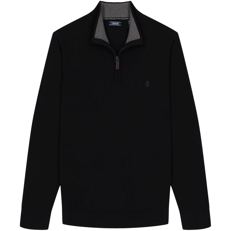 FINE GAUGE QUARTER
 ZIP SWEATER - BLACK