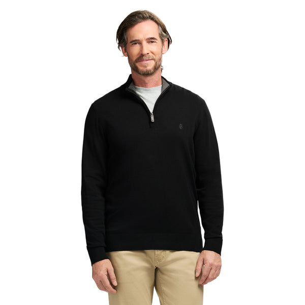 FINE GAUGE QUARTER
 ZIP SWEATER - BLACK