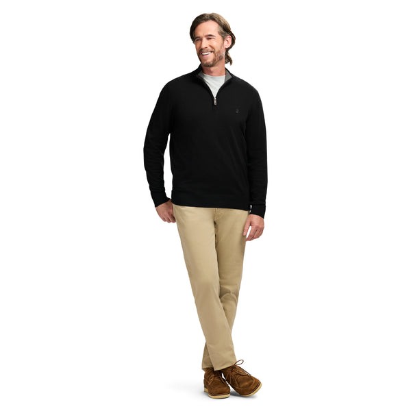 FINE GAUGE QUARTER
 ZIP SWEATER - BLACK