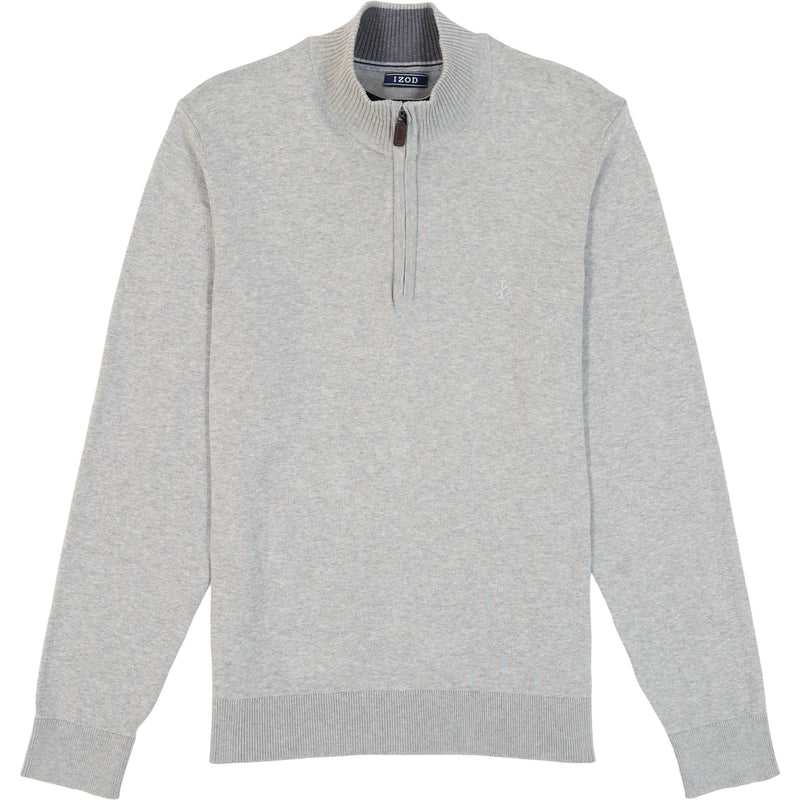 FINE GAUGE QUARTER
 ZIP SWEATER - LT GREY HTHR