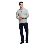 FINE GAUGE QUARTER
 ZIP SWEATER - LT GREY HTHR