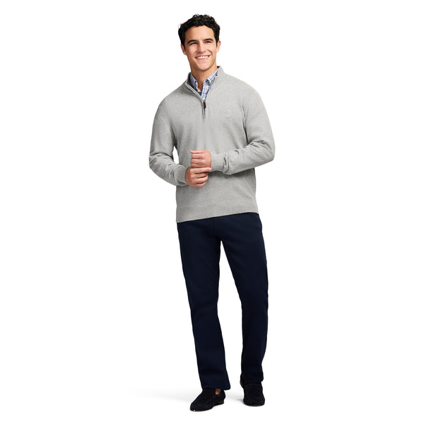 FINE GAUGE QUARTER
 ZIP SWEATER - LT GREY HTHR