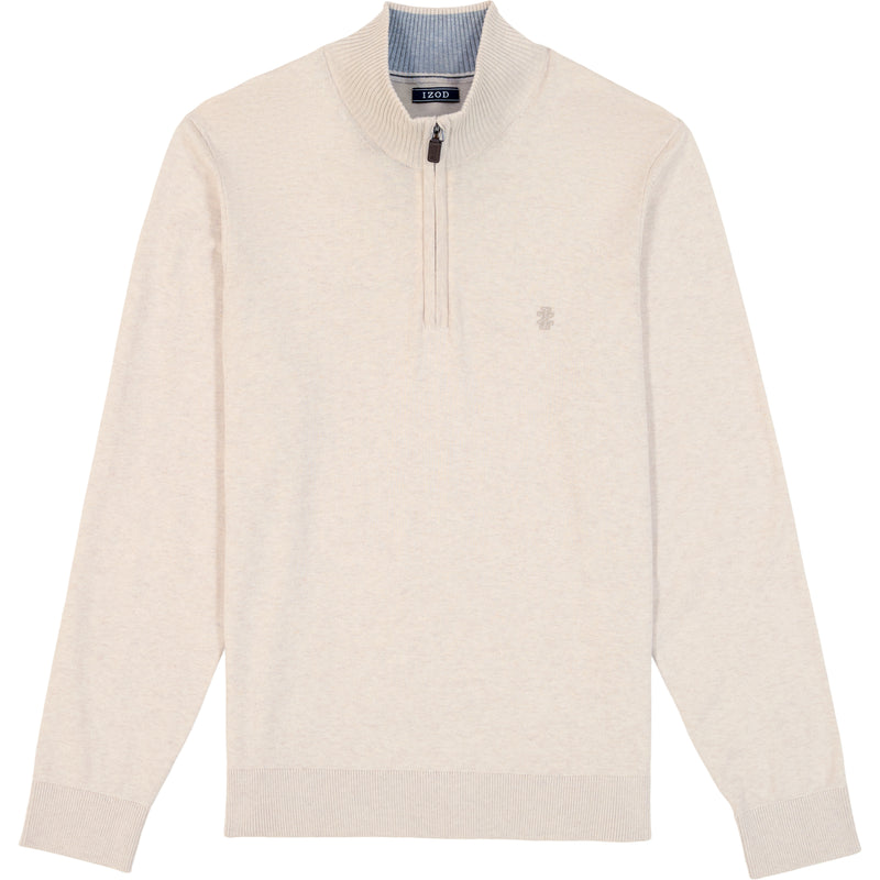 FINE GAUGE QUARTER
 ZIP SWEATER - ROCK HTHR