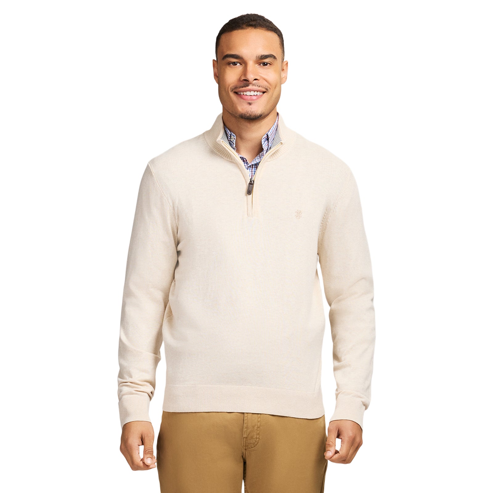 Fine Gauge Quarter Zip Sweater - Rock Hthr – IZOD