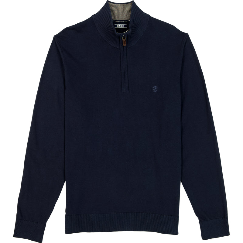 FINE GAUGE QUARTER
 ZIP SWEATER - NAVY BLAZER