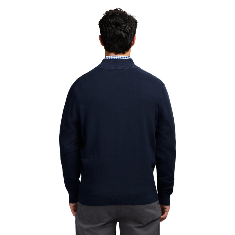 FINE GAUGE QUARTER
 ZIP SWEATER - NAVY BLAZER